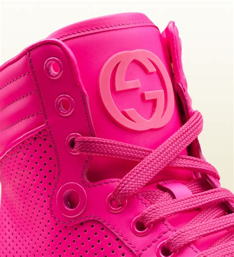 gucci coda neon pink leather sneakers|Gucci Coda Neon Leather High.